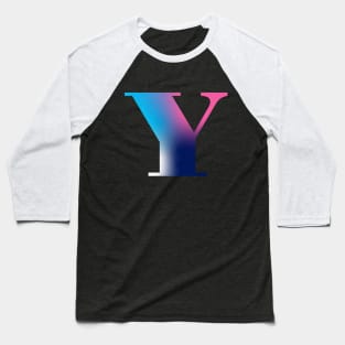 Capital Letter Y Monogram Gradient Pink Blue White Baseball T-Shirt